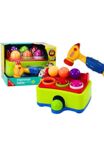 LeanToys Jucărie interactivă pentru copii mici, Bile de ciocănit, Colorate