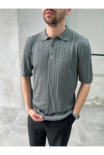 DIFRANSEL JEANS Ανδρικό μπλουζάκι με λαιμόκοψη πόλο με πλεκτό σχέδιο Relax Fit