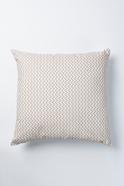 Bej Zikzak 45x45 cm Su itici Leke Tutmaz Kırlent Kılıfı