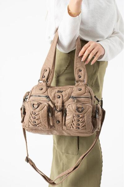 Baginn Y.S.Deri Γυναικεία Τσάντα Ώμου Vegan Δερμάτινη Τσάντα Χιαστί με Πολλές...