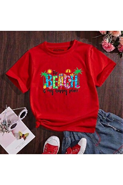 playwear The Beach Printed 100% Cotton Crew Neck Παιδικό unisex μπλουζάκι 5 6...