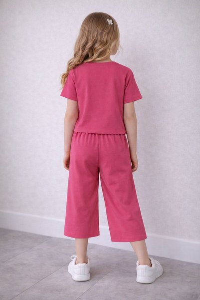 wees mod Printed Girls' Summer T-Shirt and Pants Set