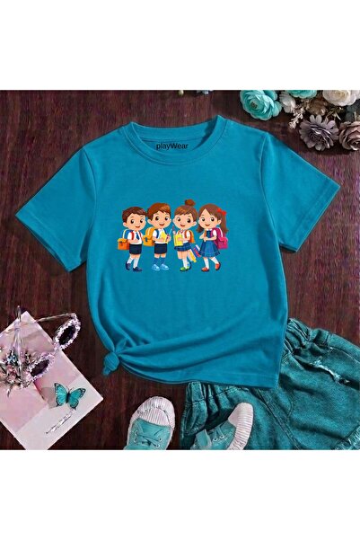 playwear Σχολικό Παιδικό Μπλουζάκι με στάμπα 100% βαμβακερό με λαιμόκοψη ποδη...