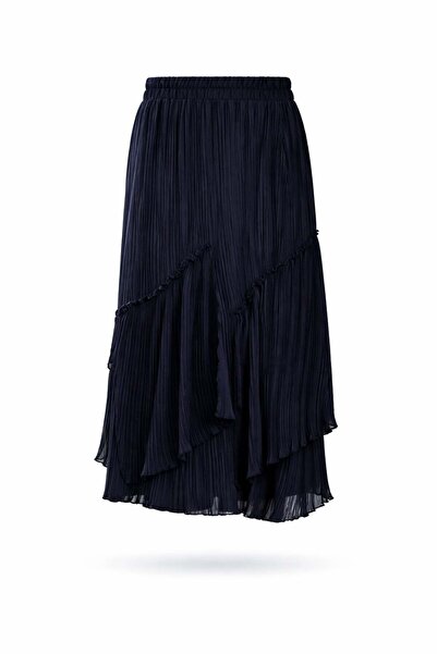 5in1Canpolat Μπλε ναυτικό πλισέ φούστα με σχέδια