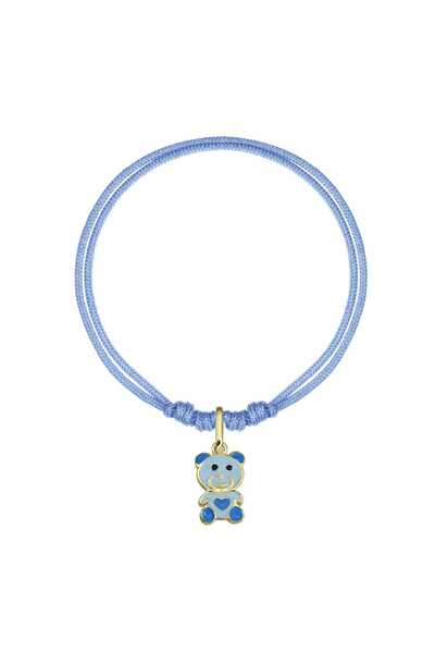 MOSV Brățară din aur de 14K cu șnur și talisman, model ursuleț de pluș