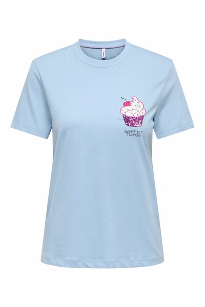 ONLY Γυναικείο Μπλε Onlkıta S/s Glam Top Box Jrs T-shirt 15368885-Softchamb