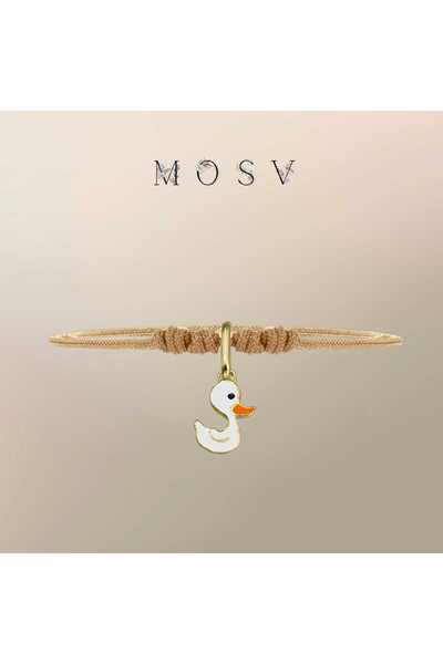 MOSV Brățară cu șnur din aur de 14K cu charm - model rață -
