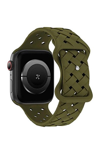 Beline Curea Apple Watch din silicon împletit 42/44/45/49mm, verde oliv / cut...