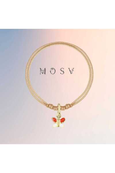 MOSV Brățară cu șnur din aur de 14K cu talisman - model fluture -