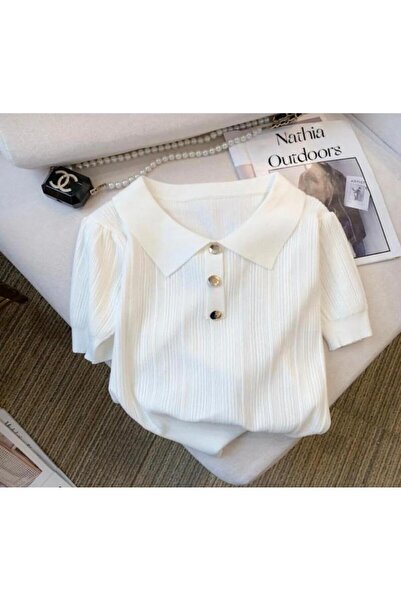 sovl Πλεκτό ασημί γκρι γυναικείο μπλούζα με λεπτομέρεια κουμπιών