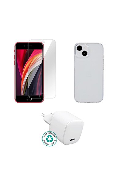 eSTUFF Kit pentru iPhone SE (2022). Încărcător, Husă, Sticlă. Cutie maro.