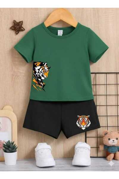 Nice Clothes Summer Children's T-Shirt Shorts Unisex (Side Tiger Print)