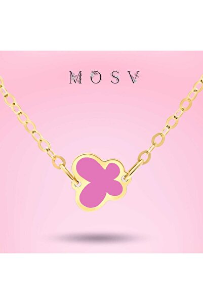 MOSV Colier pentru fete, aur de 14 karate, design fluture