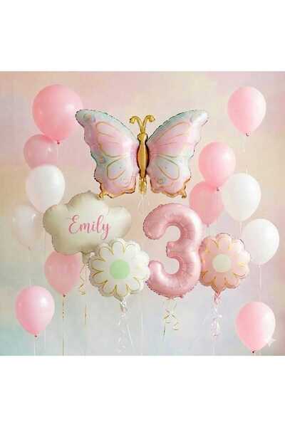 ÇITIPITISTORE Ροζ μακαρόνια, πεταλούδα, σύννεφο, ηλίανθος, ροζ αριθμητικά μπα...