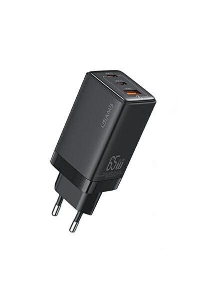 Usams Încărcător de perete negru US-CC180 Seria Sandru 2xUSB-C+1xUSB-A GaN PD...