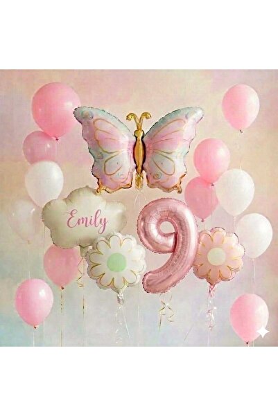 ÇITIPITISTORE Ροζ μακαρόνια, πεταλούδα, σύννεφο, ηλίανθος, ροζ αριθμητικά μπα...