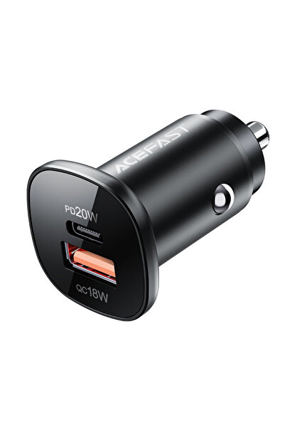 Acefast Încărcător auto Tip C + USB QC3.0 PD38W B1 mini negru