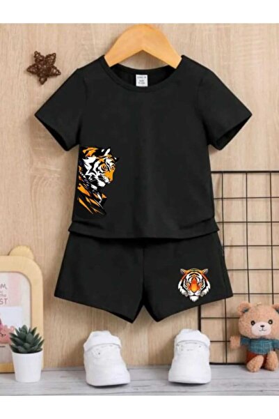 Nice Clothes Summer Children's T-Shirt Shorts Unisex (Side Tiger Print)