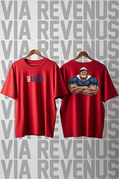 Vordevia Tricou unisex Gym Sailor cu imprimeu, cu gât rotund, croială lejeră,...