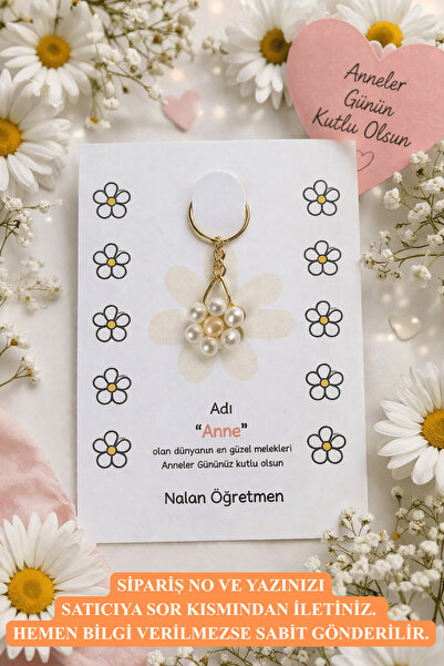 Emtory Gift 10 Adet Papatya Anahtarlık - Özel Kesimli Kartlı Anneler Günü Hed...