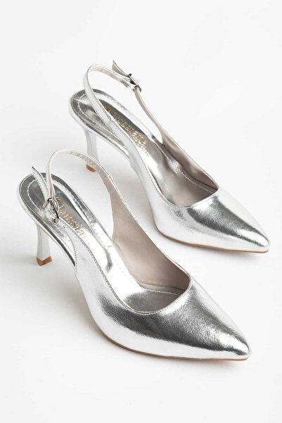 Moda Hanım Εξαιρετικά άνετα γυναικεία ασημένια κλασικά παπούτσια με τακούνι