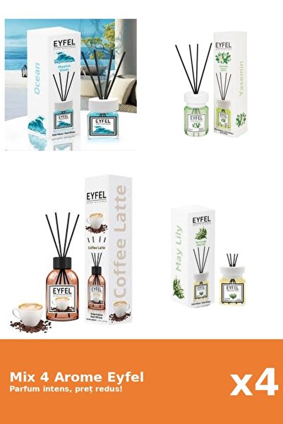 Eyfel Set 4 Mix Eyfel: 1x Cafea, 1x Iasomie, 1x Lacramioare, 1x Ocean