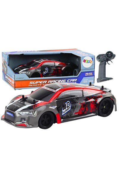 LeanToys Mașină RC cu telecomandă 1:18, roți de cauciuc, drift, roșie
