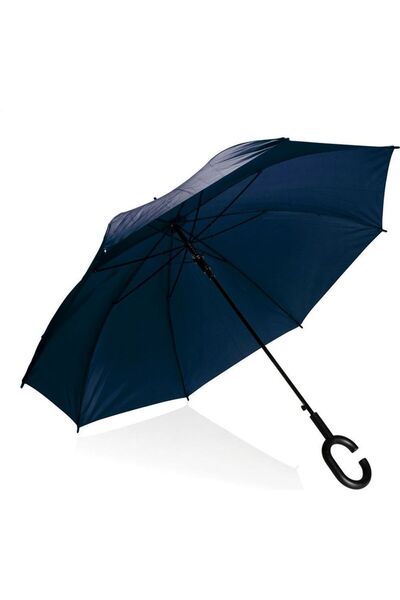 Platinet Umbrelă cu mâner în formă de C, semi-automată, din nailon, albastră,...
