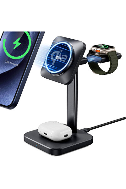 ESR Qi2 MagSafe 3-in-1 Wireless Charging Set Black