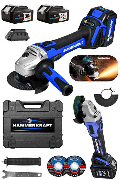 HAMMERKRAFT Alman 128VF 10 Ah Çelik Şanzıman Şarjlı Spral Avuç İçi Taşlama Ma...