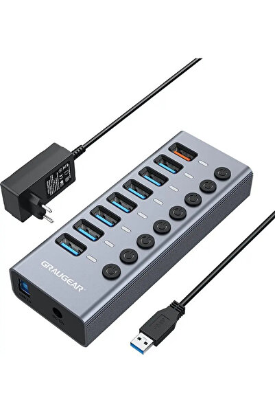 Graugear Hub USB cu 7 porturi USB-A 3.0 + 1 port de încărcare