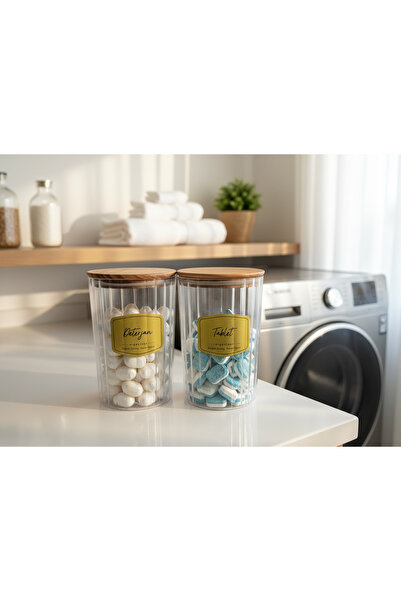 zezedesing Recipient de depozitare oval pentru detergent și tablete cu capac ...