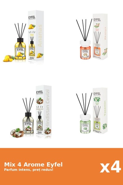 Eyfel Set 4 Mix Eyfel: 1x Acacia, 1x Ananas, 1x Iasomie, 1x Nuca De Cocos