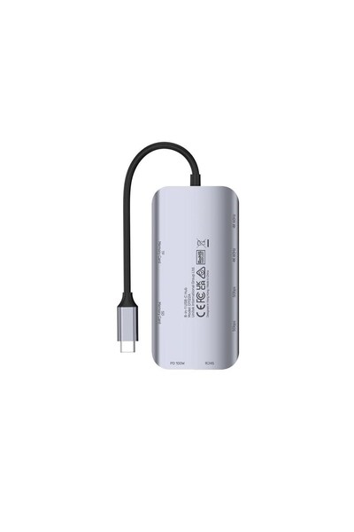 Unitek Hub USB-C activ de 5Gbps, 2x HDMI 4K, Cititor de carduri, RJ-45, PD 100W