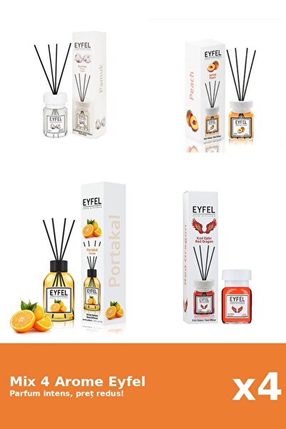 Eyfel Set 4 Mix Eyfel: 1x Bumbac, 1x Piersica, 1x Portocala, 1x Red Dragon