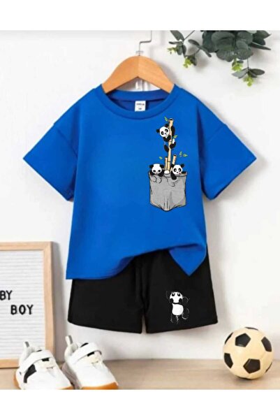 Nice Clothes Summer Children's T-Shirt Shorts Unisex (Panda Print on Pocket)