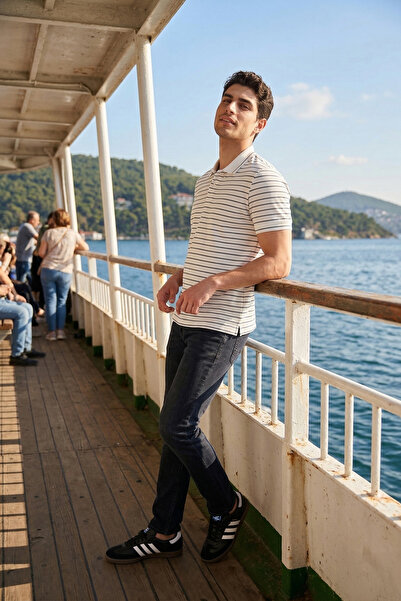 Buratti Ριγέ κοντομάνικο μπλουζάκι πόλο με κουμπιά Ανδρικό μπλουζάκι πόλο 590...