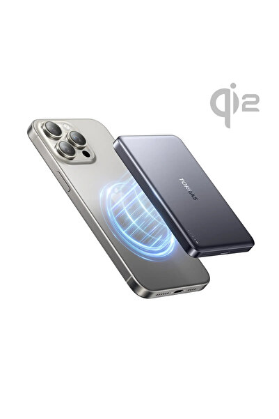 TORRAS Go-MiniMag Qi2 MagSafe PowerBank 10000mAh Titanium Grey