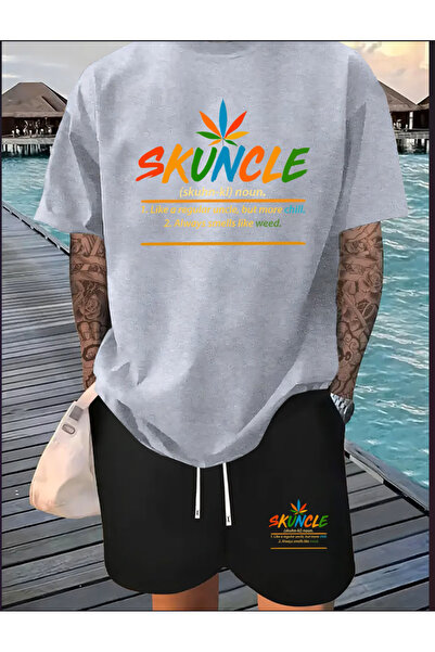 Joetsu Custom printed cotton fabric men's t-shirt-black shorts set