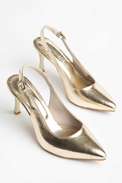 Moda Hanım Εξαιρετικά άνετα γυναικεία χρυσά κλασικά παπούτσια με τακούνι