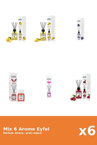 Eyfel Set 6 Mix Eyfel: 1x Ananas, 1x Bubble Gum, 1x Cirese, 1x Lamaie, 1x Red...