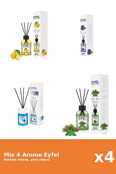 Eyfel Set 4 Mix Eyfel: 1x Cool Water, 1x Lamaie, 1x Pin Si Menta, 1x Zambile