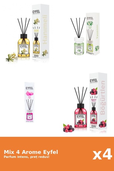 Eyfel Set 4 Mix Eyfel: 1x Bubble Gum, 1x Fructe De Padure, 1x Iasomie, 1x Man...