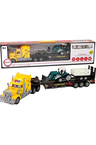 LeanToys Set vehicule: Camion galben, Excavator de 60 cm cu remorcă, Telecoma...