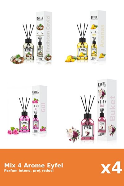 Eyfel Set 4 Mix Eyfel: 1x Ananas, 1x Bouquet, 1x Nuca De Cocos, 1x Trandafir