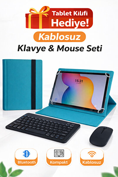 ebulduk General Mobile E-tab 20 Uyumlu Standlı Tablet Kılıf + Bluetooth Klavy...