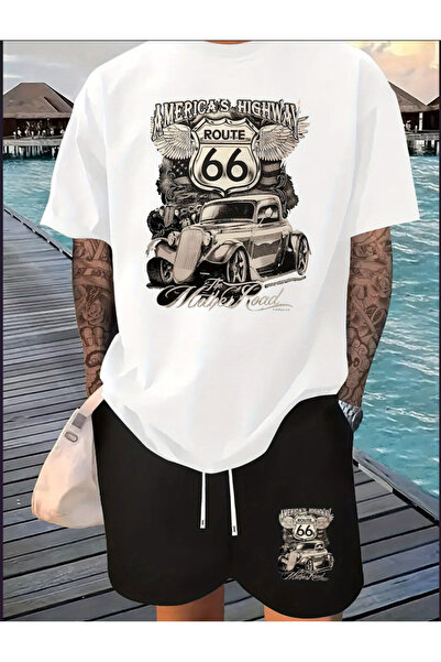 Joetsu Cotton fabric men's t-shirt-black shorts set