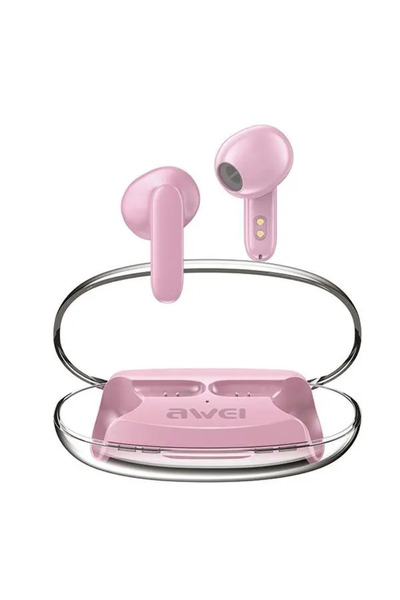 AWEI Căști TWS T85 ENC Bluetooth 5.3 + stație de andocare roz