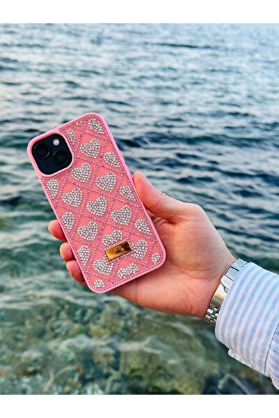 DGN İphone 13 ve İphone 14 Uyumlu Kalpli Kristal Taş Detaylı Taşlı Lens Korum...