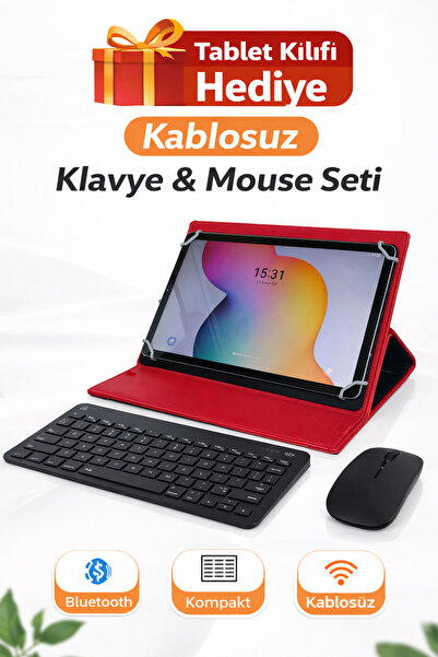 ebulduk Lenovo Tab M10 Plus 3rd Gen TB125FU Uyumlu Tablet Kılıfı Klavye Mouse...
